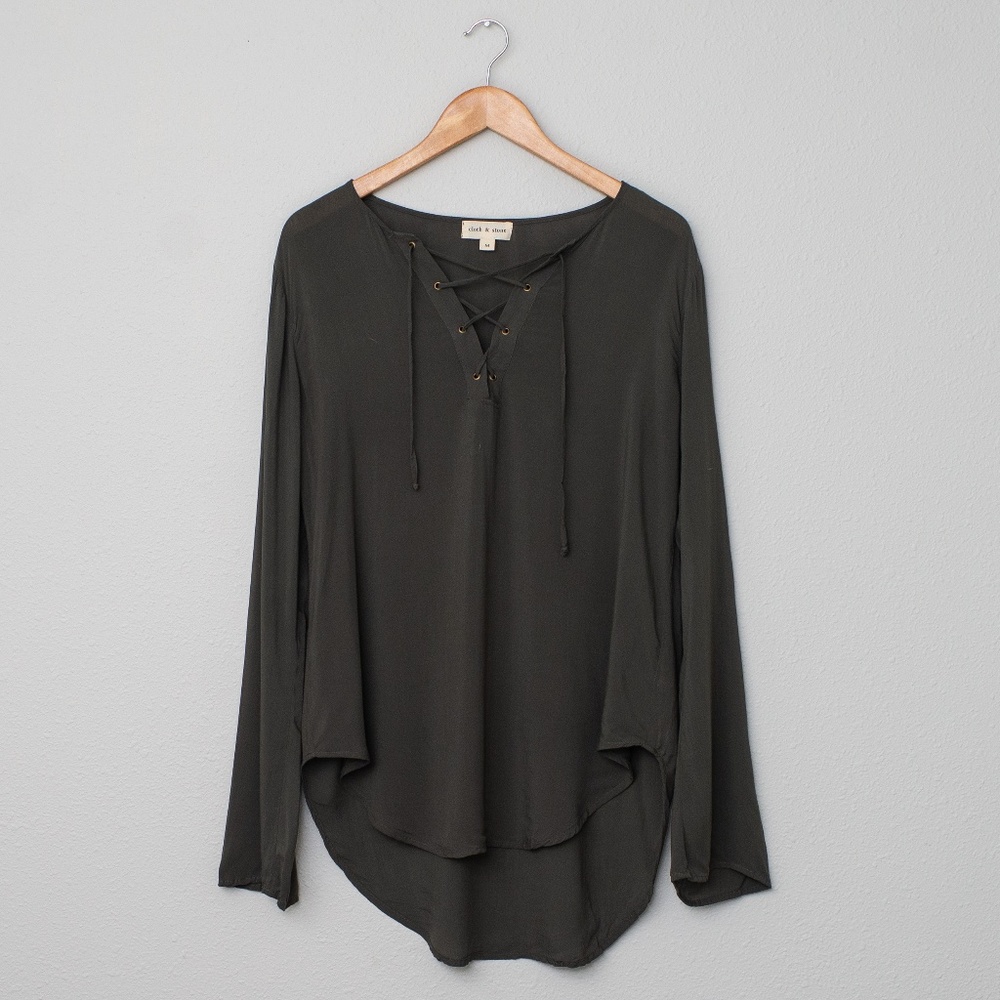 Cloth & Stone Women’s Lace Up Olive Tunic
